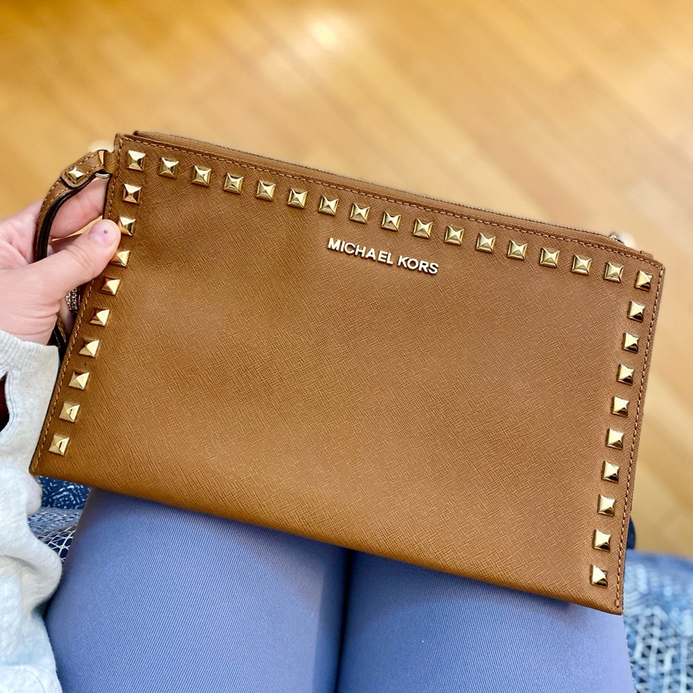 Michael Kors Selma Studded Leather Clutch